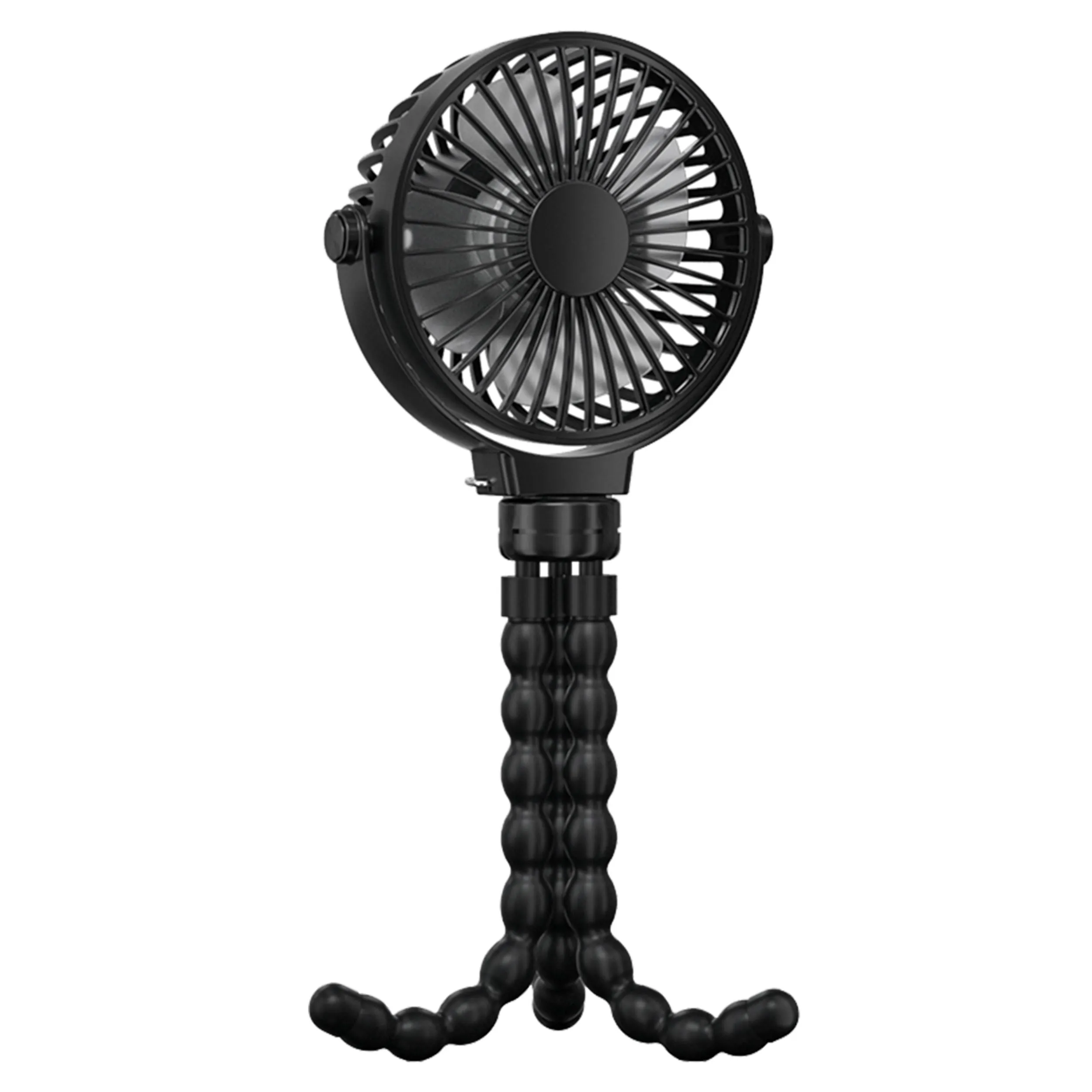 Portable Baby Stroller Fan - Rechargeable Handheld Fan with Flexible Tripod - 3 Speeds - 360° Tilt Head