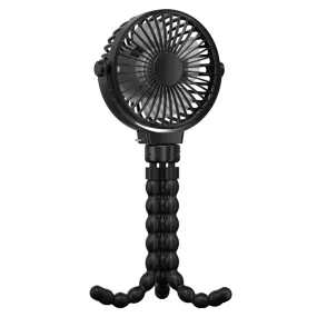 Portable Baby Stroller Fan - Rechargeable Handheld Fan with Flexible Tripod - 3 Speeds - 360° Tilt Head