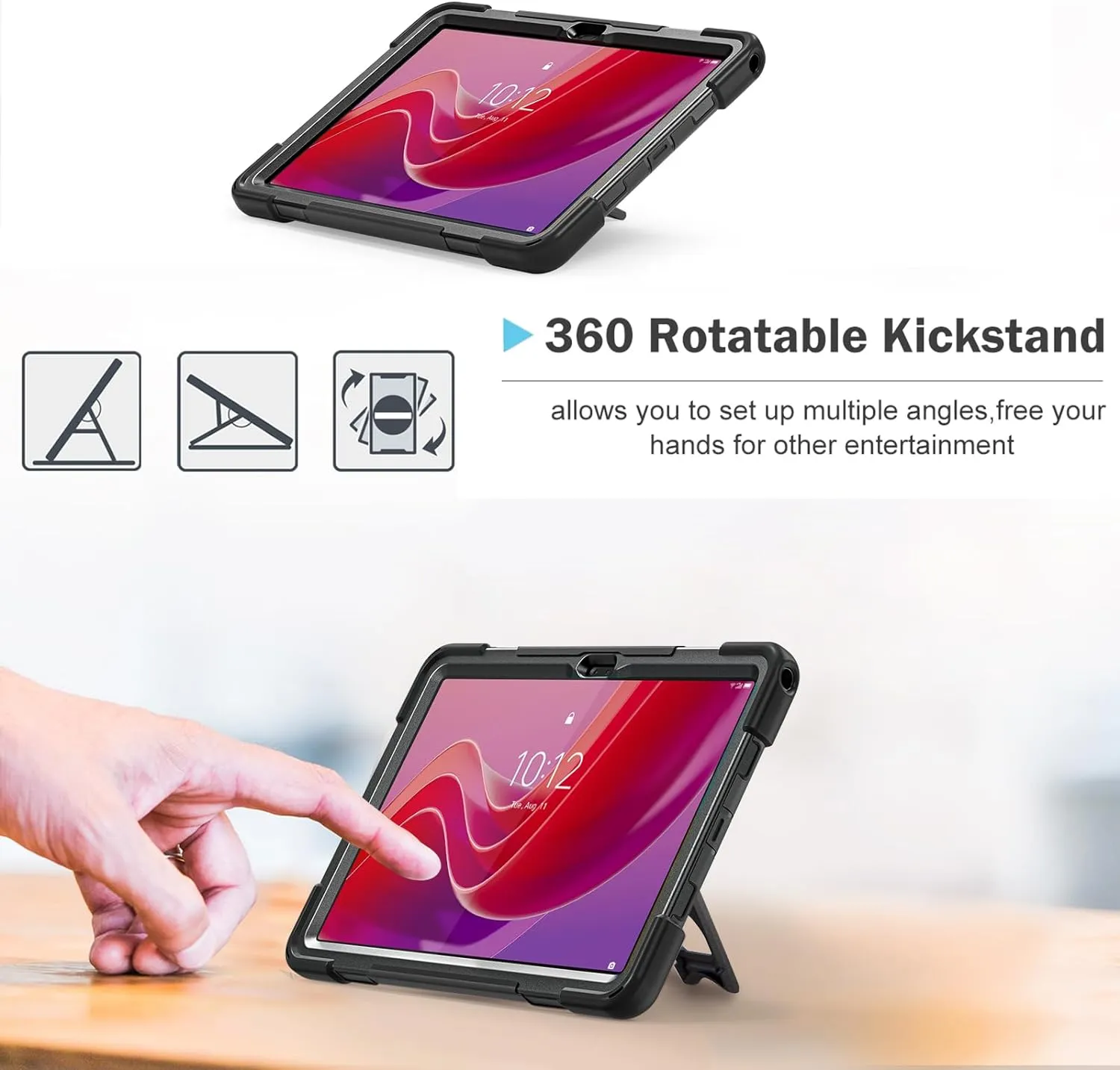 ProCase Protective Tablet Case for Lenovo M11 11 Inch 2024, Rugged Heavy Duty Shockproof Rotating Kids Cover Protector for Tab TB330FU TB330XU