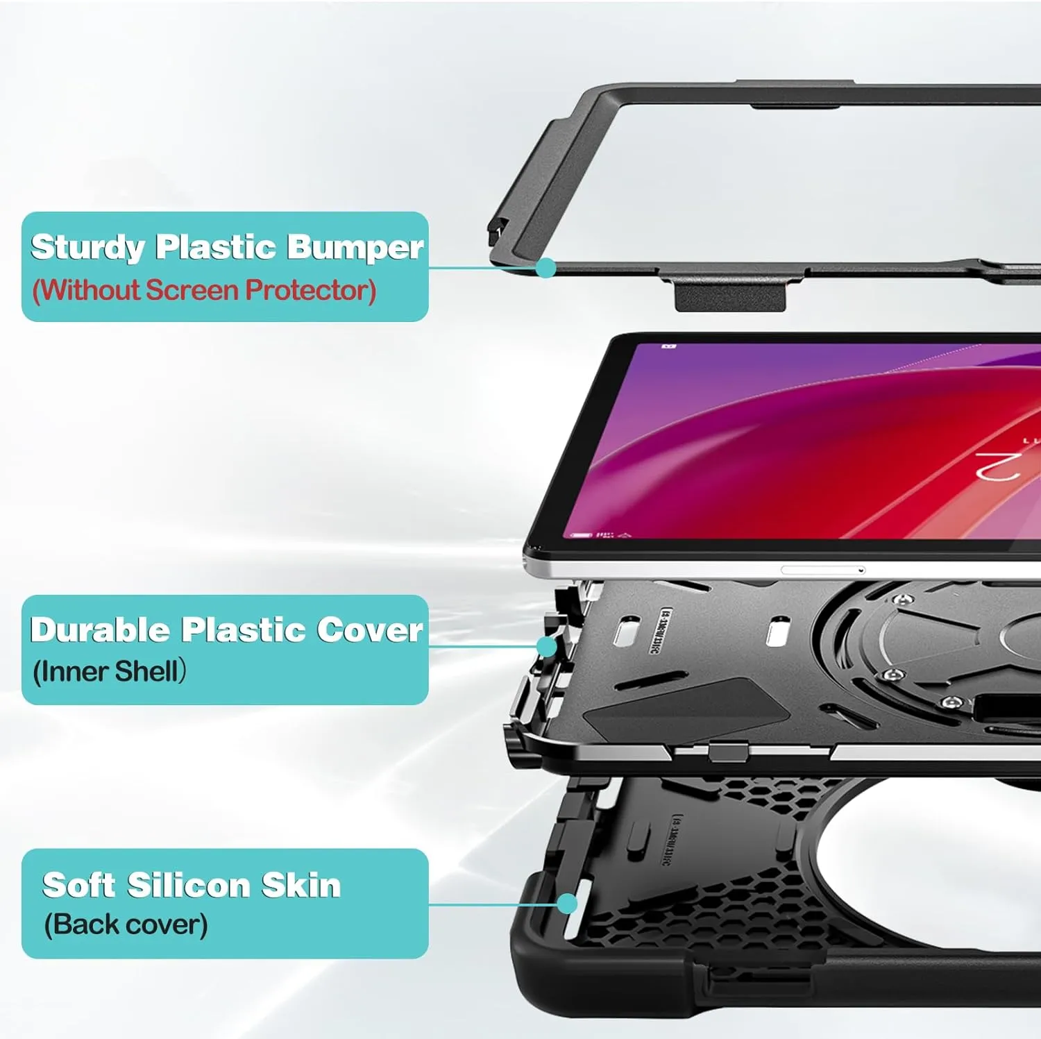 ProCase Protective Tablet Case for Lenovo M11 11 Inch 2024, Rugged Heavy Duty Shockproof Rotating Kids Cover Protector for Tab TB330FU TB330XU
