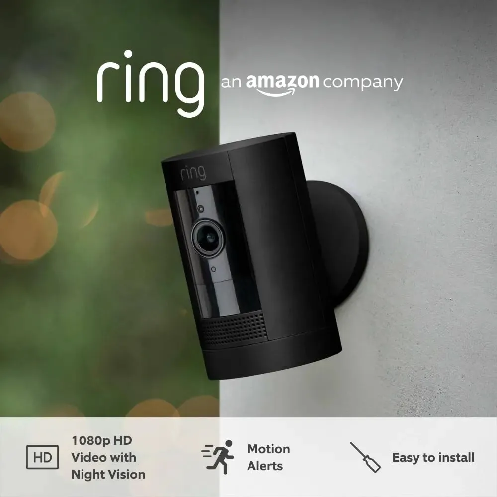 Ring Outdoor Camera Battery Stick Up Cam HD Security Camera Black