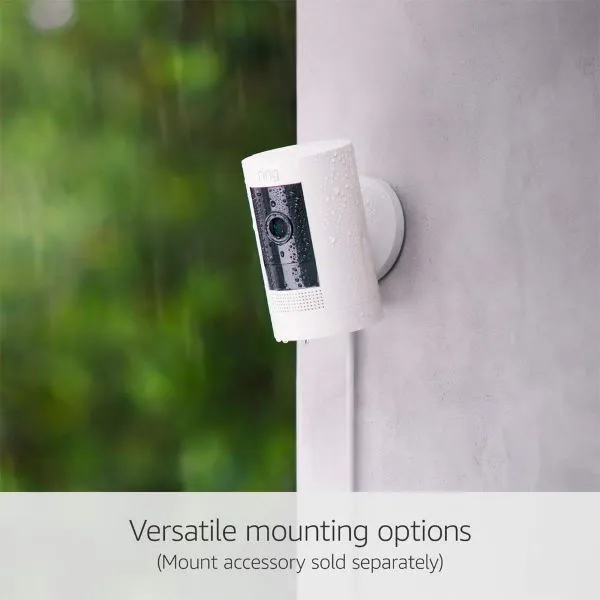 Ring Outdoor Camera Plug In Stick Up Cam HD Security Camera White