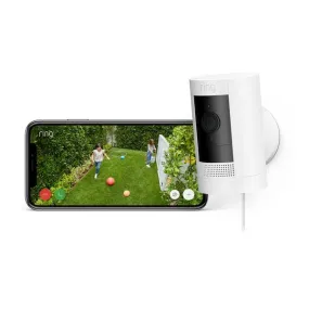 Ring Outdoor Camera Plug In Stick Up Cam HD Security Camera White