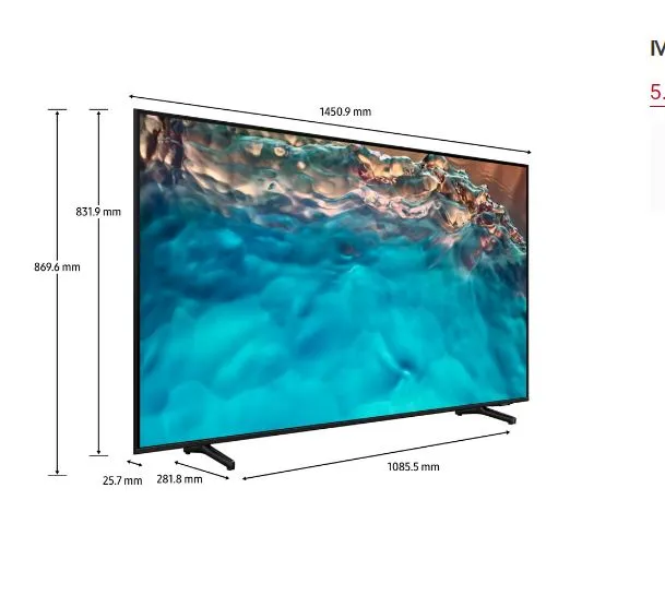SAMSUNG UA65BU8000KXXS BU8000 Crystal UHD 4K Smart TV (2022) 4 Ticks
