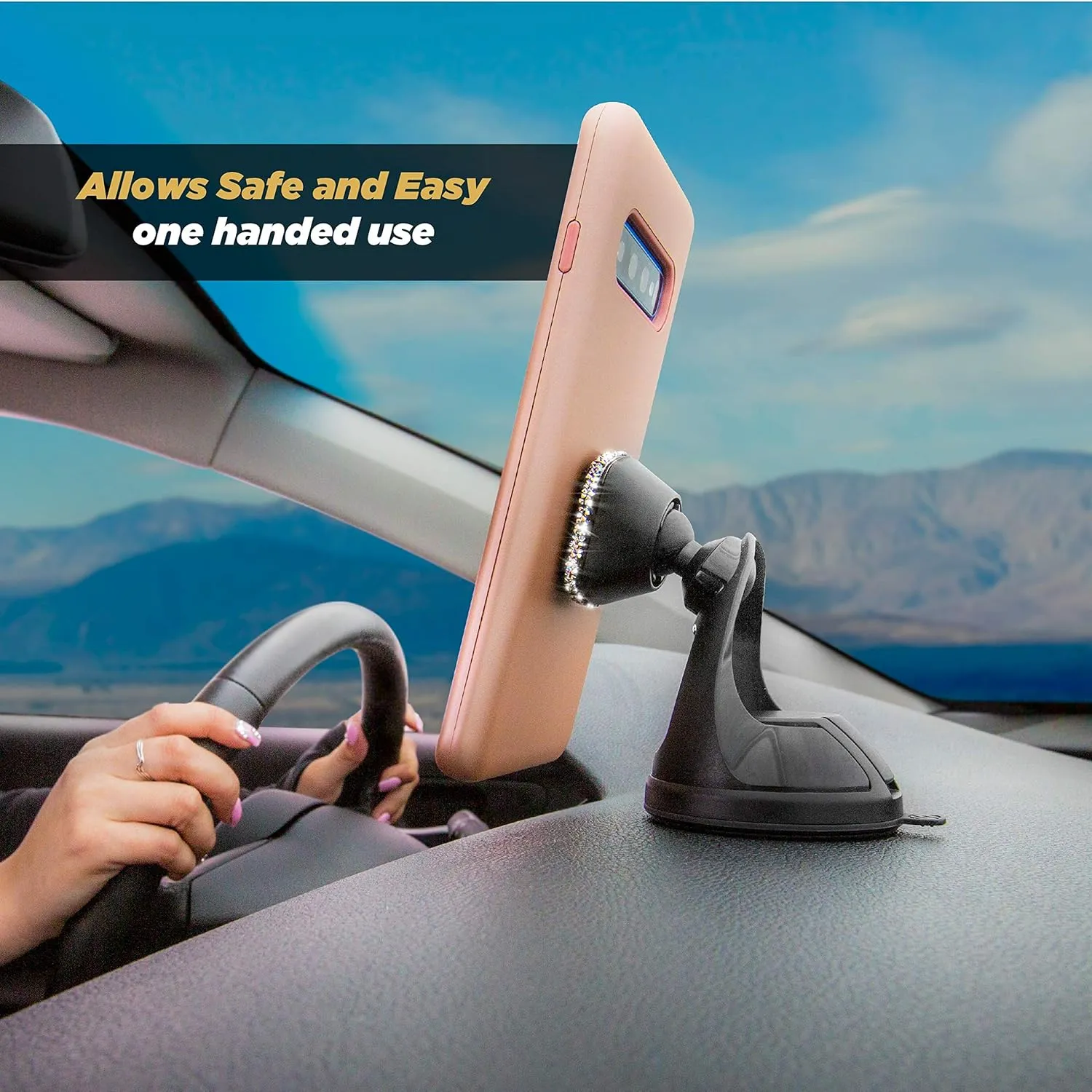 SCOSCHE - MSW5WD-XTPR1 MagicMount Swarovski Crystal Limited Edition Pro Universal Magnetic Phone/GPS Suction Cup Mount