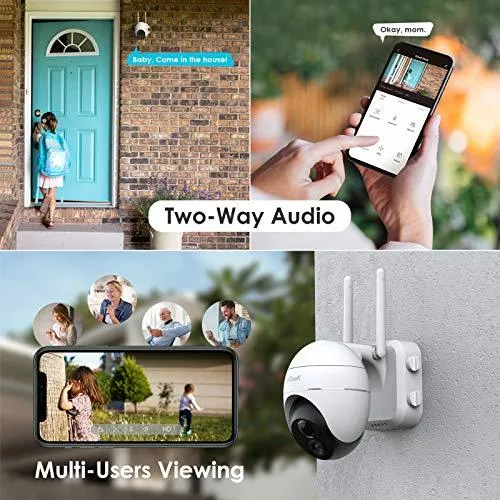 Security Camera Outdoor, Wireless WiFi 360° PTZ Camera, ieGeek 15000mAh Solar Security Camera Battery Powered, Home Surveillance Camera with 2-Way Audio, Motion Detection, 1080P Night Vision, SD/Cloud