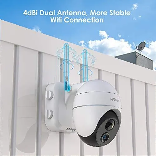 Security Camera Outdoor, Wireless WiFi 360° PTZ Camera, ieGeek 15000mAh Solar Security Camera Battery Powered, Home Surveillance Camera with 2-Way Audio, Motion Detection, 1080P Night Vision, SD/Cloud