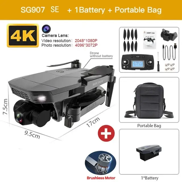 SG907 MAX Drone 4k HD Profesional Dron With Camera 3-Axis Gimbal Brushless 5G Wif GPS Optical Flow RC Quadcopter for Adult
