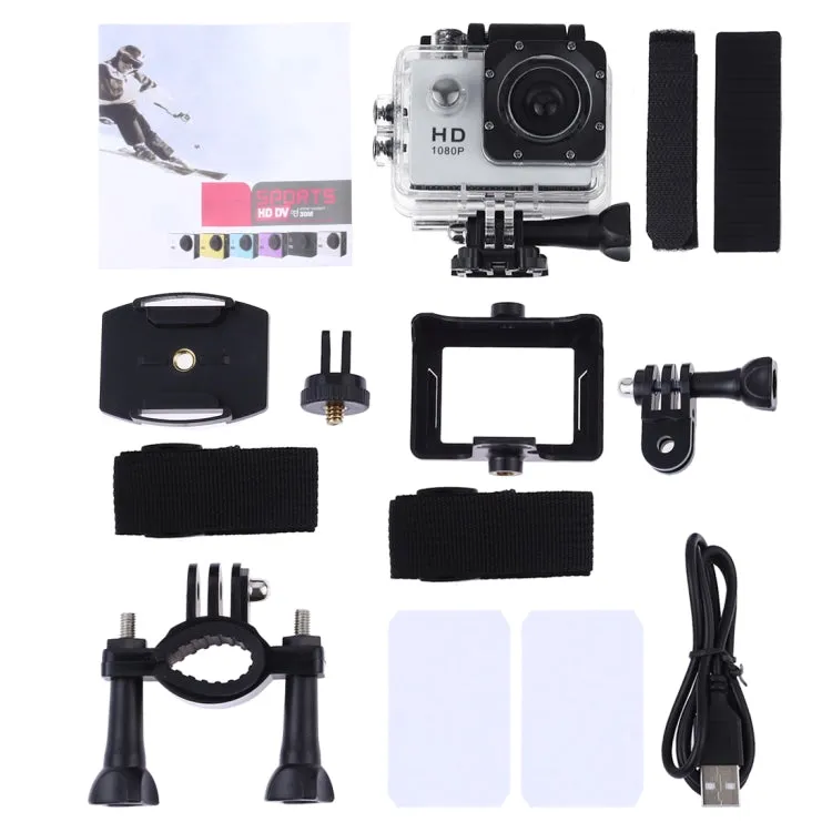 SJ4000 Full HD 1080P 2.0 inch LCD Sports Camcorder DV with Waterproof Case, Generalplus 6624, 30m Depth Waterproof(White)