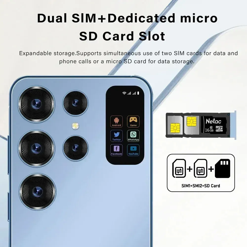 Smartphone 5G Global Version Mobile Phones 7800mAh Android Cell Phone 16GB 1TB Dual Sim Card 7.0HD Cellphones