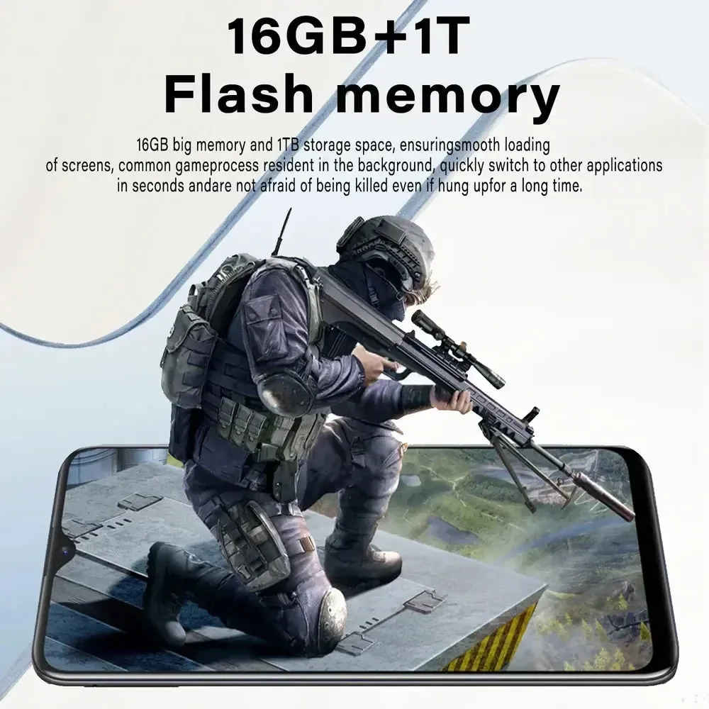 Smartphone 5G Global Version Mobile Phones 7800mAh Android Cell Phone 16GB 1TB Dual Sim Card 7.0HD Cellphones