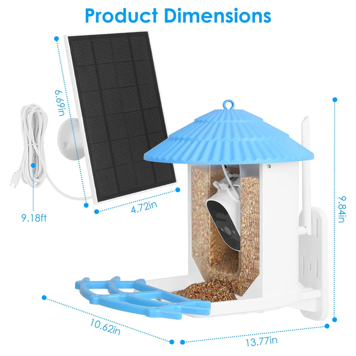 Premium Solar-Powered Smart Bird Feeder with 2K HD Bird Watching Camera, AI Bird Species Identification, PIR Motion Detection, Two-Way Audio, Real-Time App Notifications, Perfect Gift for Bird Lovers