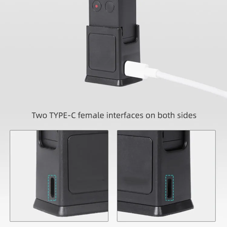 Sunnylife OP2-DZ9434 Desktop Charging Base Bracket With Type-C Charging Port 1/4 Inch Adapter For DJI Osmo Pocket 2(Black)