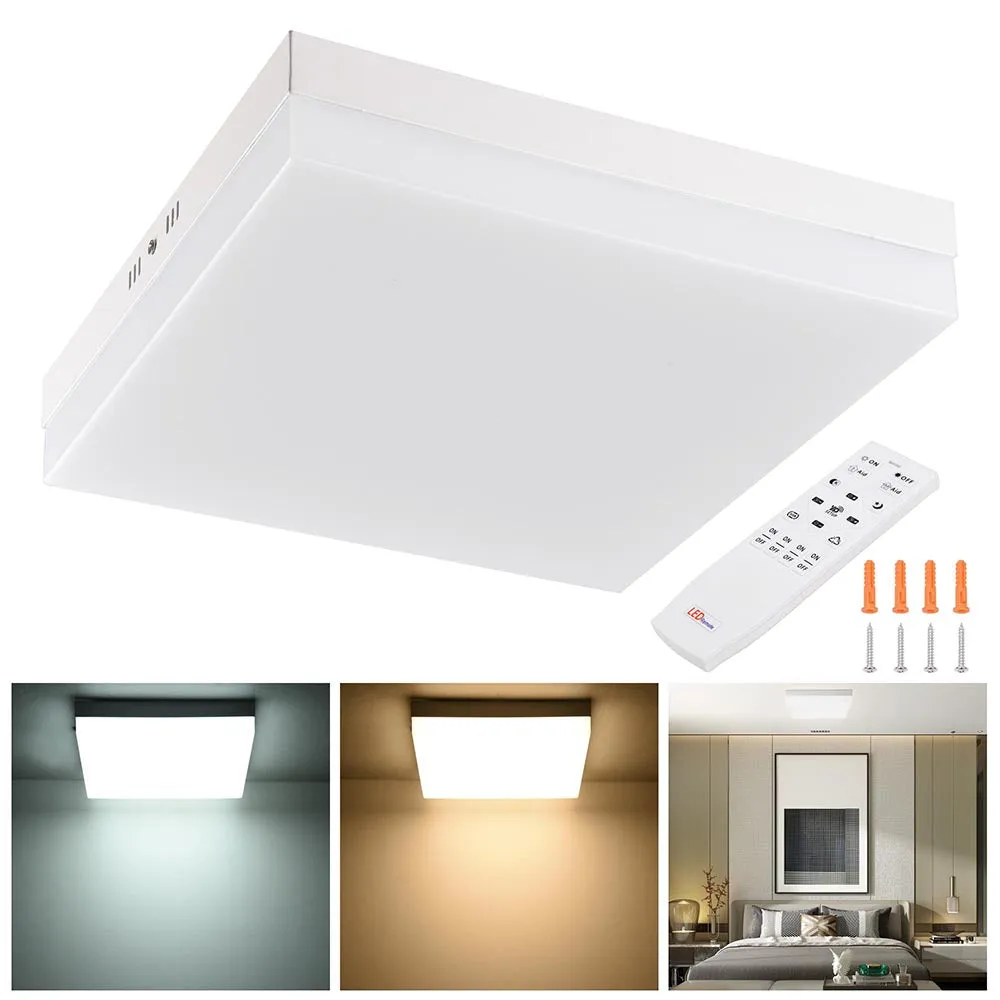 TheLAShop Square Ceiling Light Fixture Flush Mount Dimmable Remote 36W
