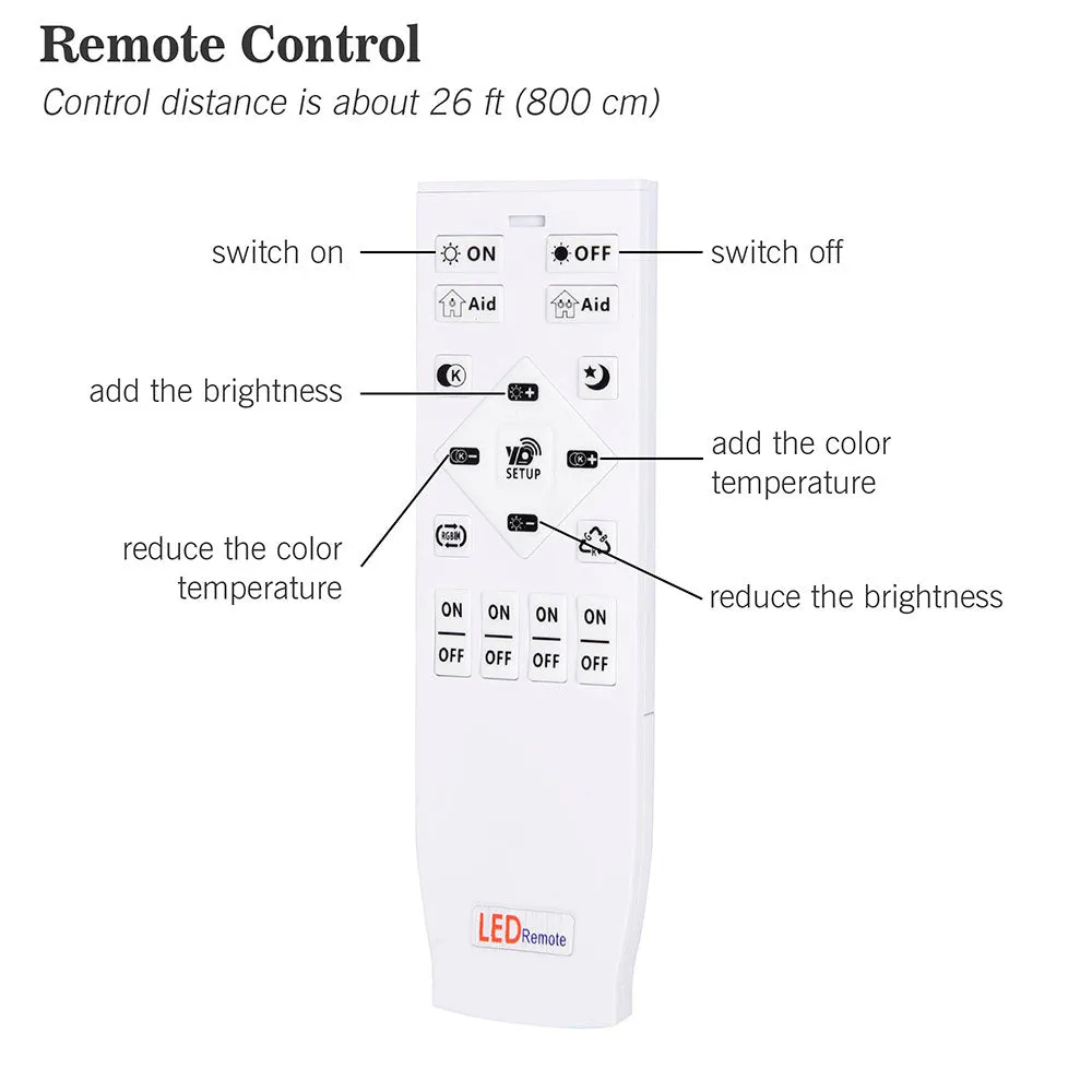 TheLAShop Square Ceiling Light Fixture Flush Mount Dimmable Remote 36W