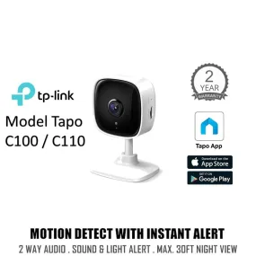 TP-Link Tapo C100 / C110 1080P Full HD Wireless WiFi Smart Security Surveillance IP Camera