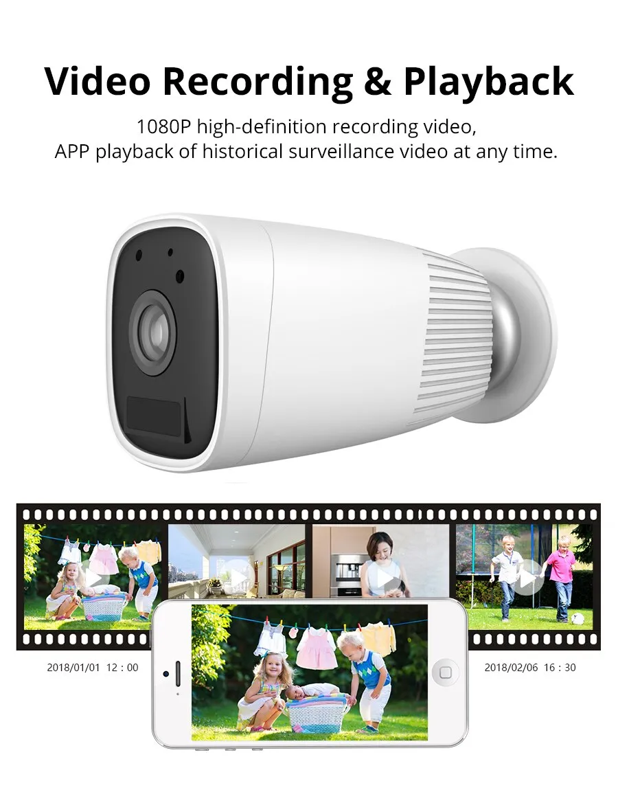 Tuya 1080P WIFI Battery Camera built-in 12000mAh IP Outdoor IP66 Rechargeable