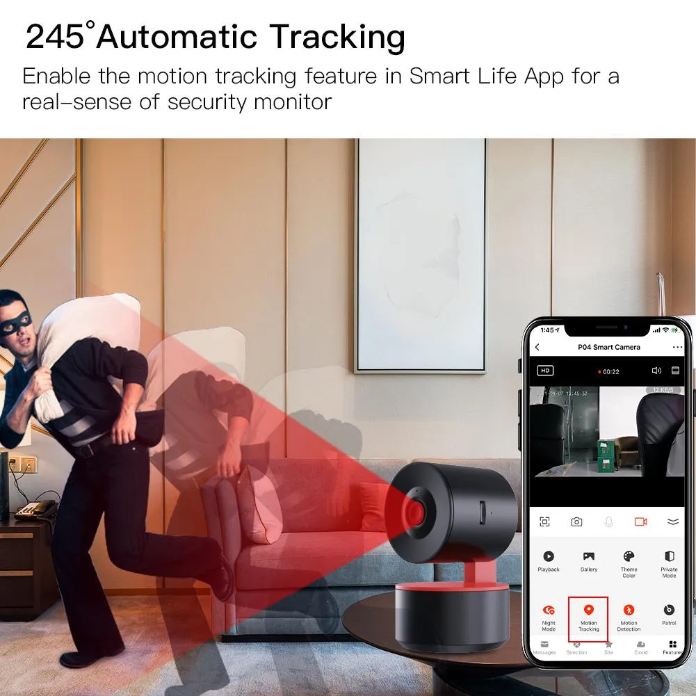 Tuya PTZ WiFi IP Camera Indoor Smart Automatic Tracking 1080P Wireless Security Camera AI Human Detection