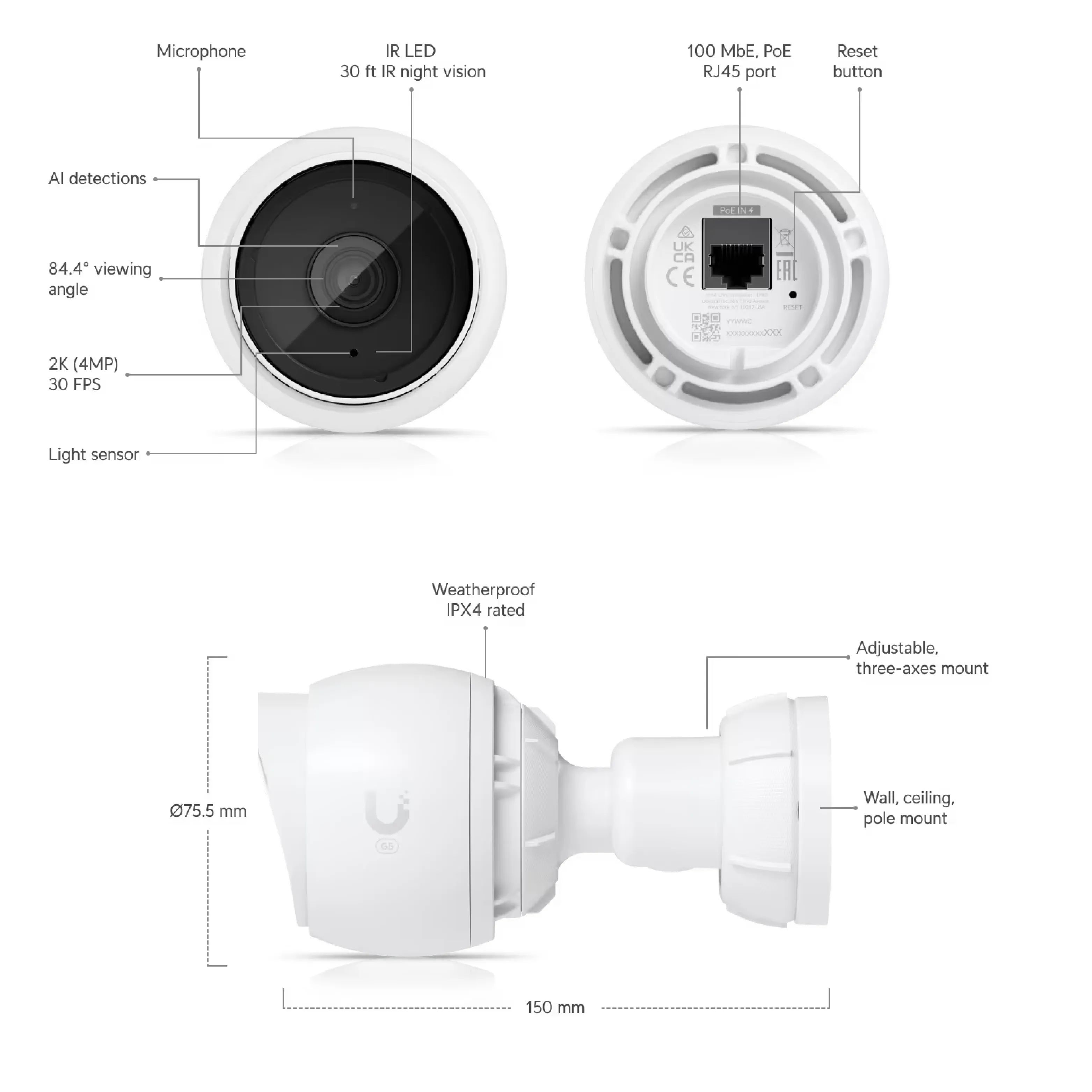 Ubiquiti UVC-G5-Bullet UniFi G5 Bullet 2K HD PoE Camera