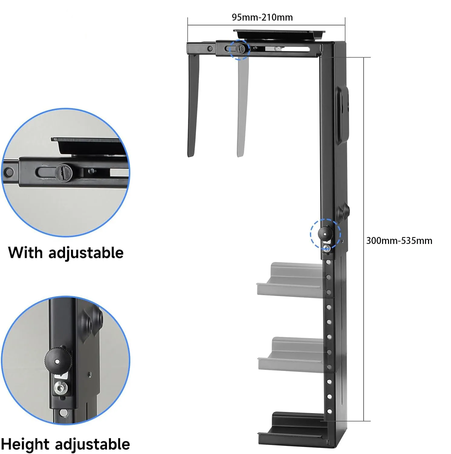 Universal Under Desk Wall Mount Computer Case Holder