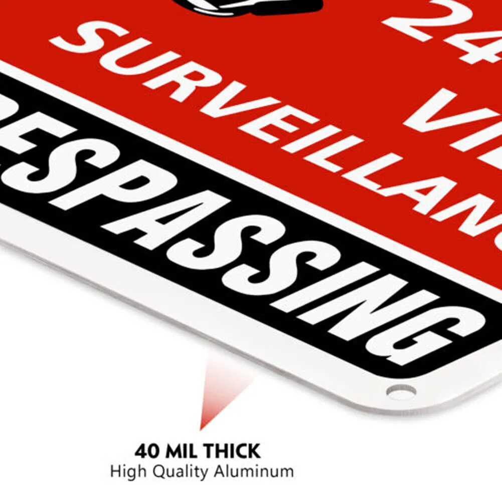 US 5-10Pc 24 Hr Video Surveillance Sign No Trespassing Security Warning Aluminum
