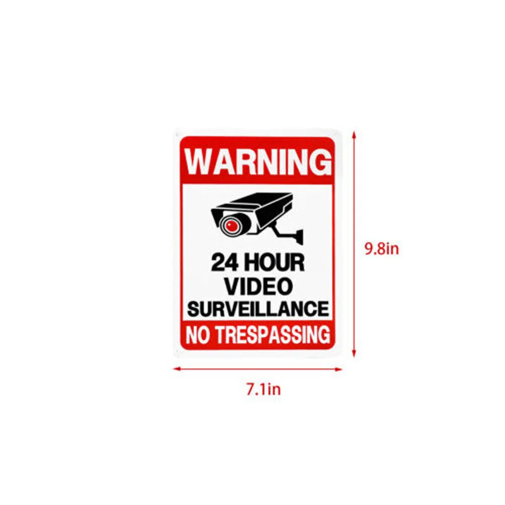US 5-10Pc 24 Hr Video Surveillance Sign No Trespassing Security Warning Aluminum