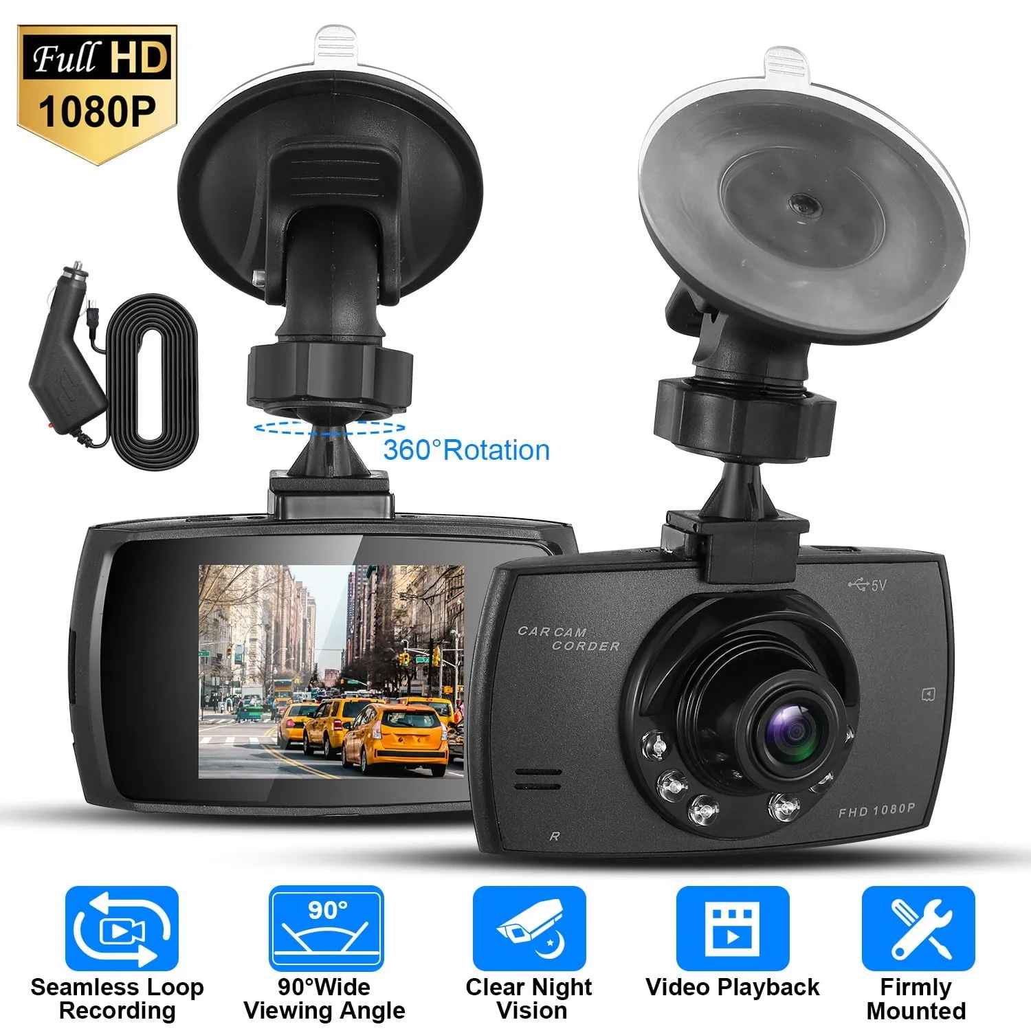 valiant iMountek 1080P Car DVR Camera Dash Cam Camcorder 90Â° Angle Loop Recording Night Vison Vehicle Driving Recorder