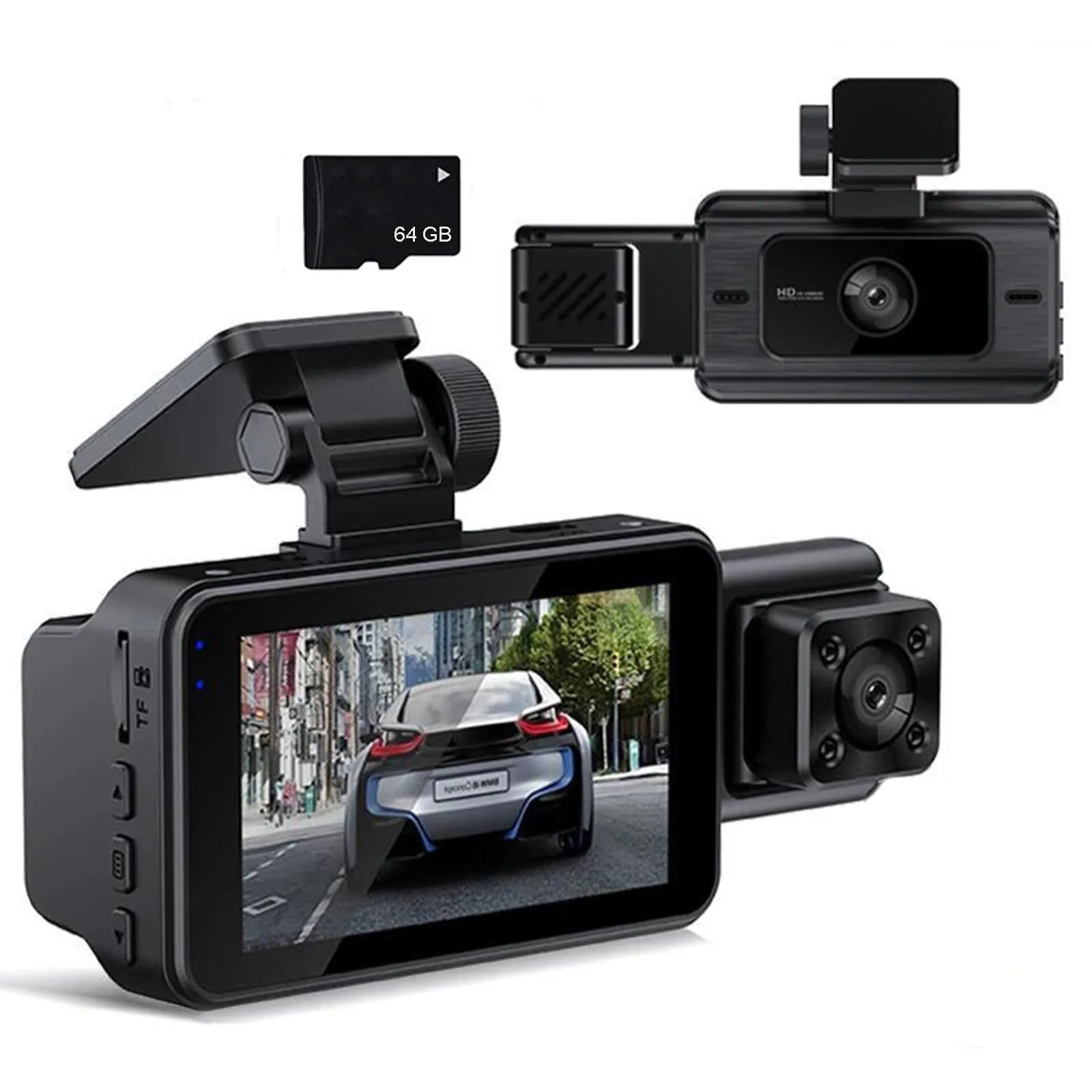 versatile Dual Recordingl Dash Cam Front Inside 1080P Driving Recorder For Cars IR Night Vision Car Camera APP WiFi Control Gravity Induction With 64G Card