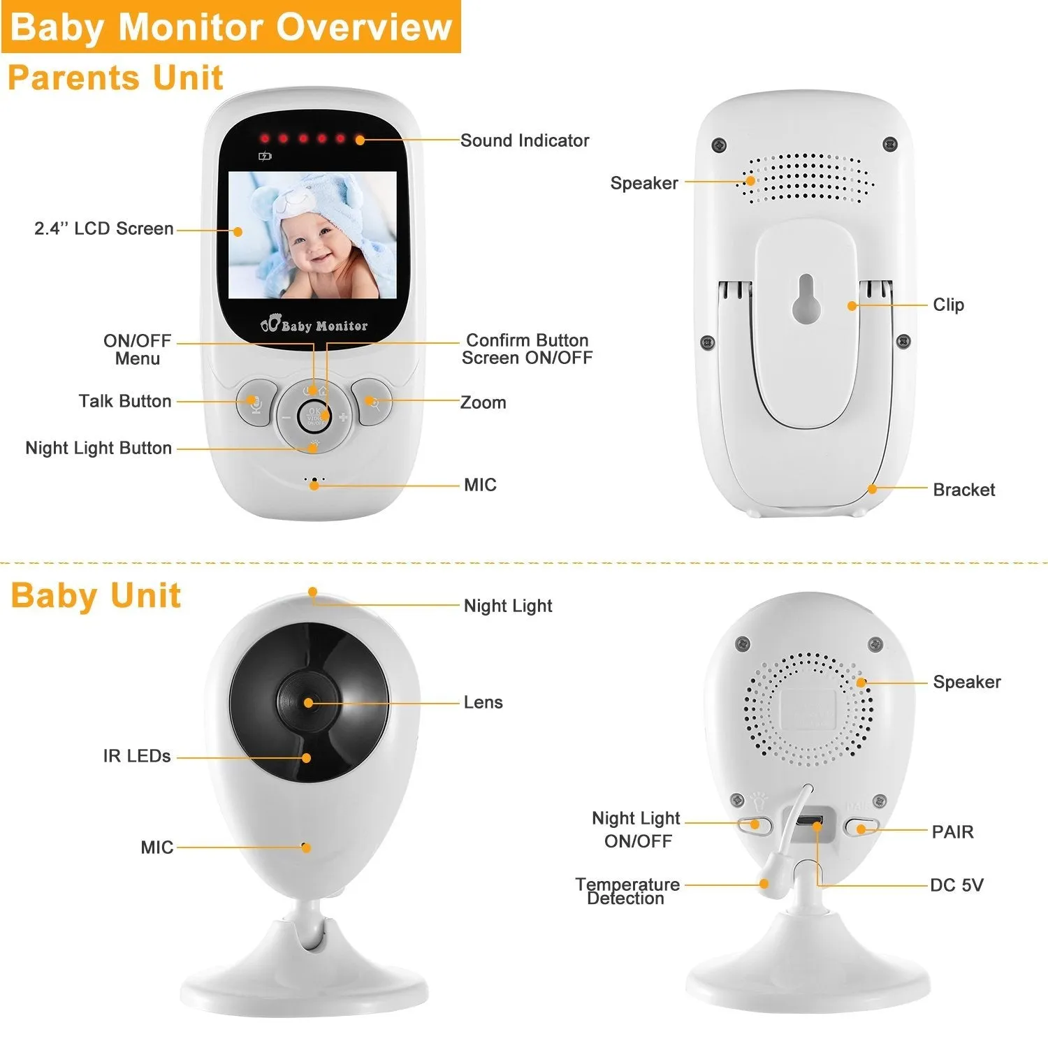 Video Baby with Digital Camera Infrared Night Viion