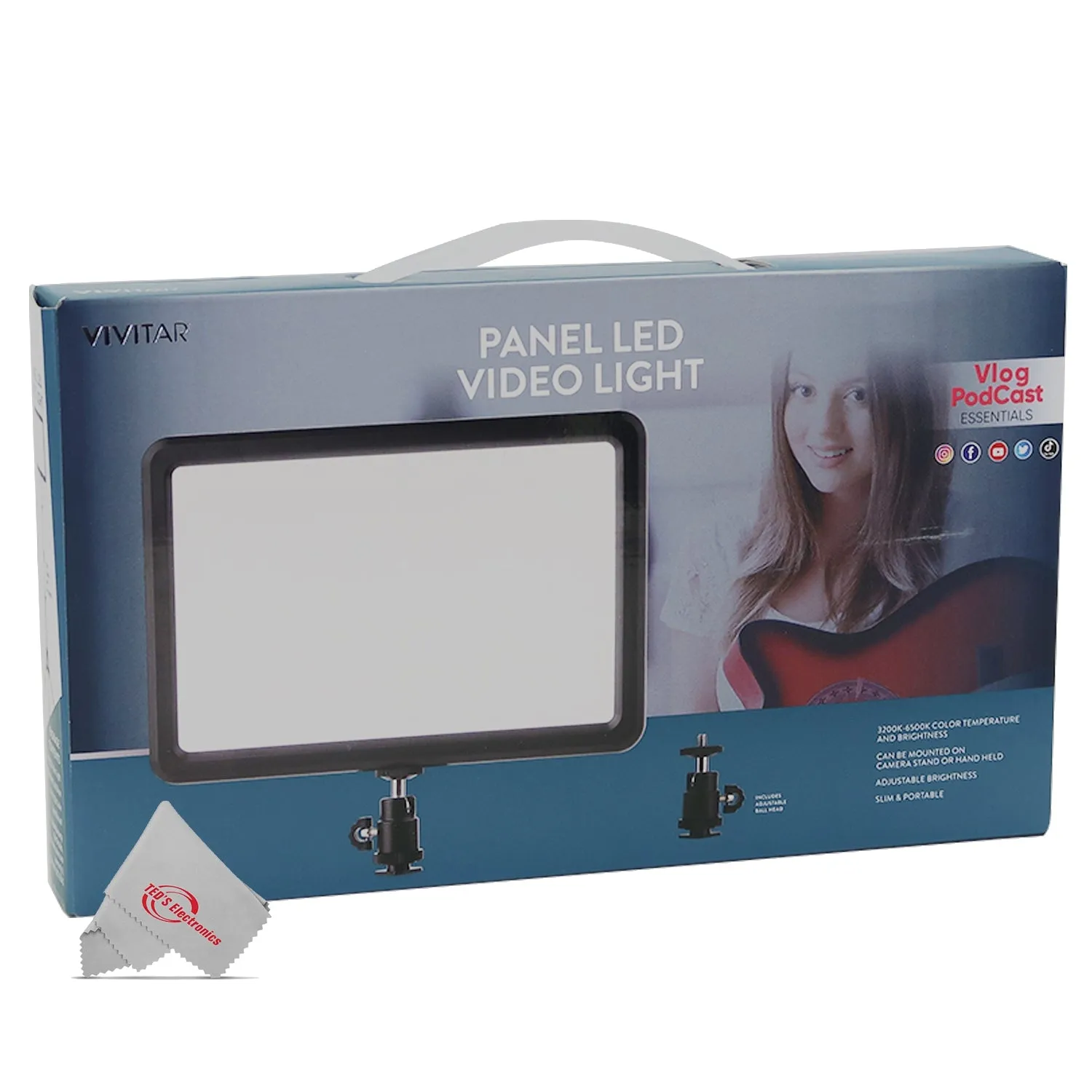 Vivitar LED Video Light Panel with Advanced Acrylic Plate Mini Studio Bundle with Lightbox and Stand