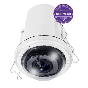 VIVOTEK FE912-H-1Y 12MP VORTEX Fisheye, 1.22mm Lens, with 1-year VSaaS License, White, 30-Day Video Onboard Storage, NDAA and TAA Compliant