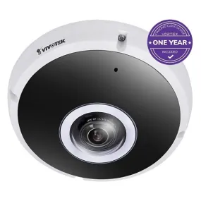 VIVOTEK FE931-EHV-1Y VORTEX 12MP IP66 & IK10 Fisheye, 1.22mm Lens, with 1-year VSaaS License, White, 30-Day Video Onboard Storage, NDAA and TAA Compliant