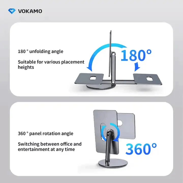 VOKAMO Magnetic iPad Stand 360° Rotating Base Foldable Alloy Tablet Holder Designed For iPad Pro iPad Air