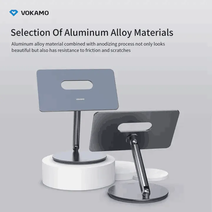 VOKAMO Magnetic iPad Stand 360° Rotating Base Foldable Alloy Tablet Holder Designed For iPad Pro iPad Air