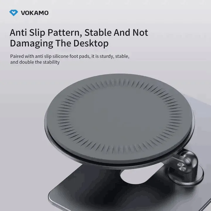 VOKAMO Magnetic iPad Stand 360° Rotating Base Foldable Alloy Tablet Holder Designed For iPad Pro iPad Air