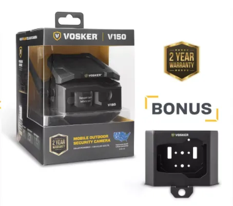 VOSKER® V150 Security Pack:  Solar Powered LTE Cellular Outdoor Security Camera & Security Box | V150-CAD-KIT1