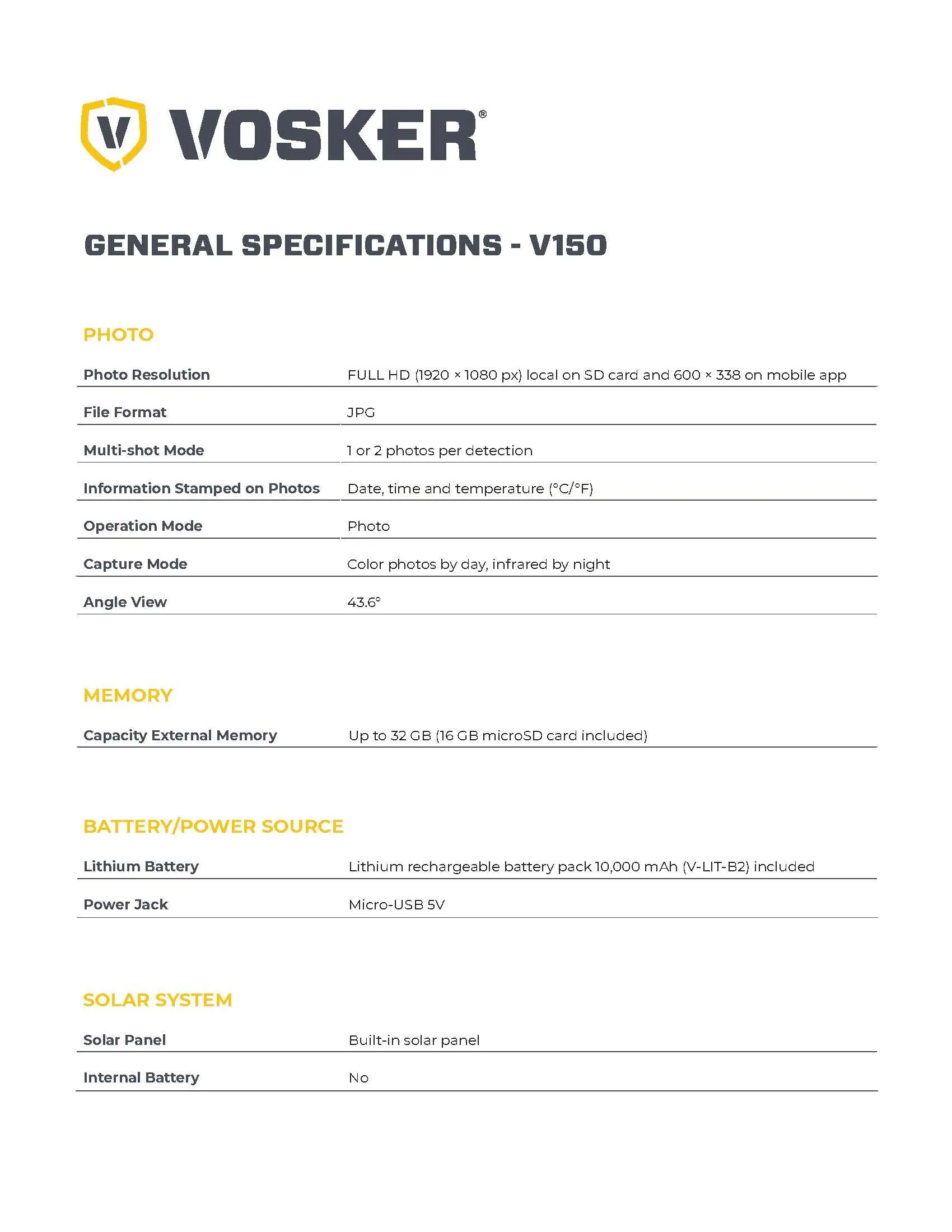 VOSKER® V150 Solar Powered LTE Cellular Outdoor Security Camera | V150