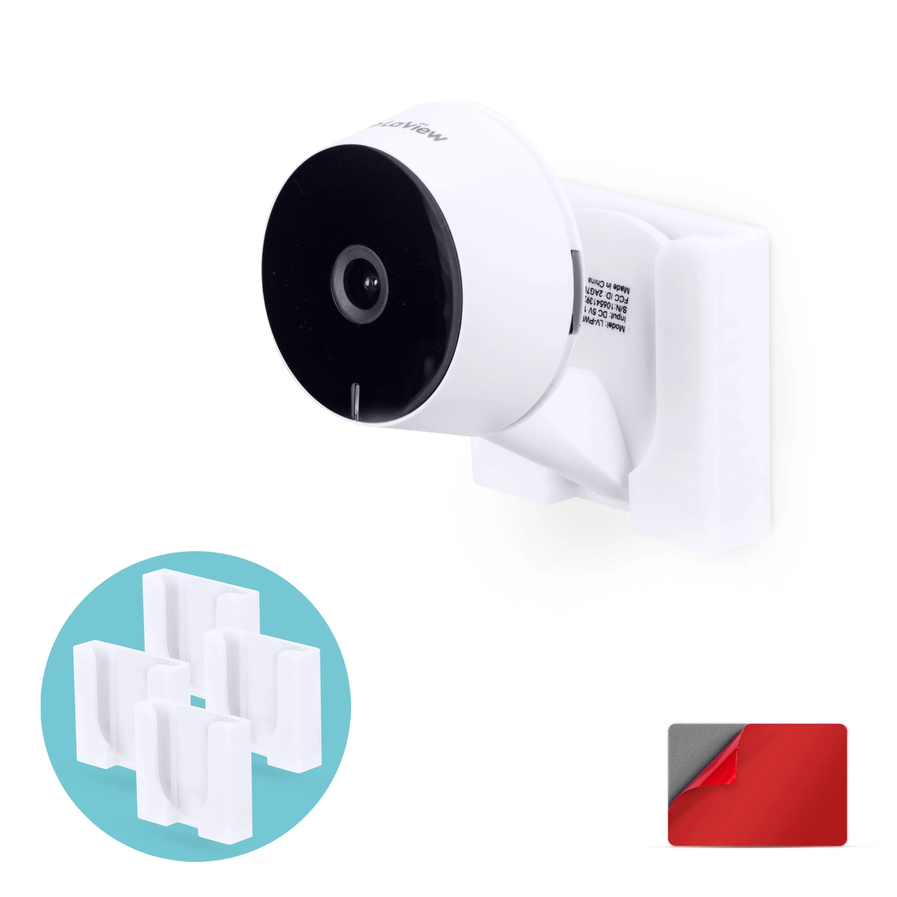 Wall Mount for LaView LV-PWF1 1080P HD Indoor Camera, Adhesive Security Cam Holder Bracket, Reduce Blind Spots & Clutter, Adhesive & Screw-In Mounting