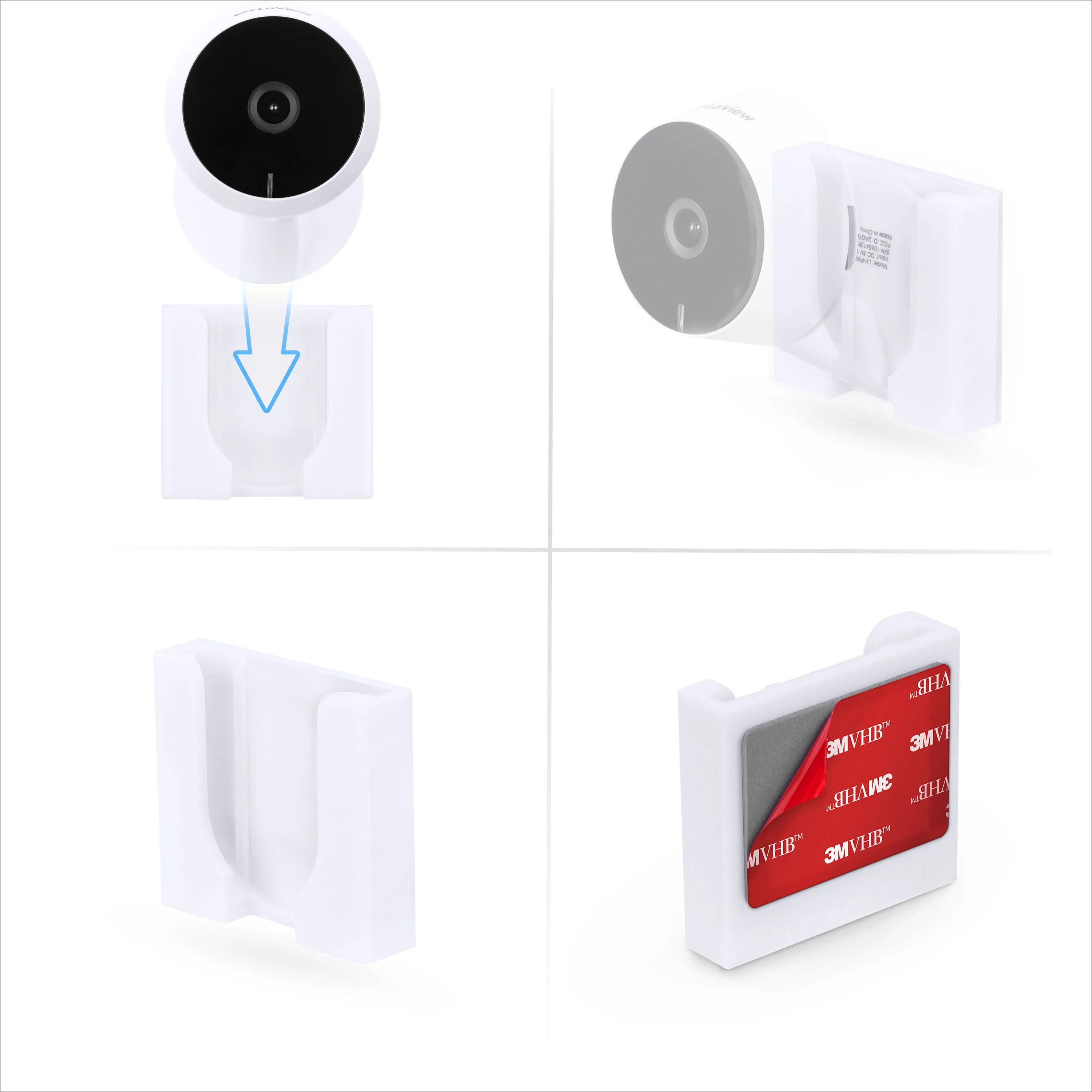 Wall Mount for LaView LV-PWF1 1080P HD Indoor Camera, Adhesive Security Cam Holder Bracket, Reduce Blind Spots & Clutter, Adhesive & Screw-In Mounting