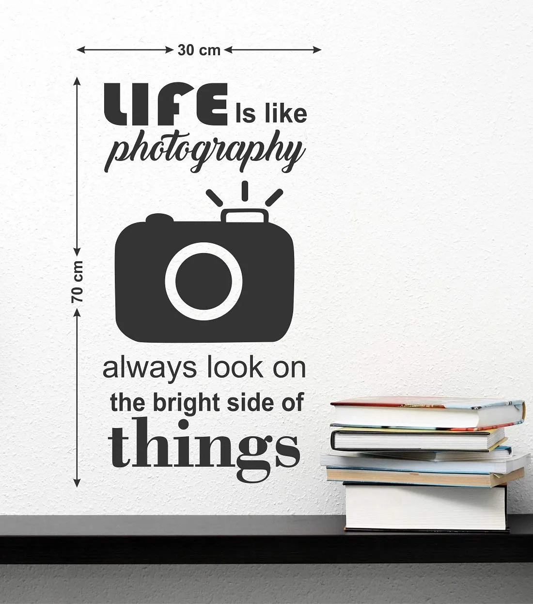 Wallstick Camera with Quotes wallstickers (Vinyl 70 cm x 30 cm)