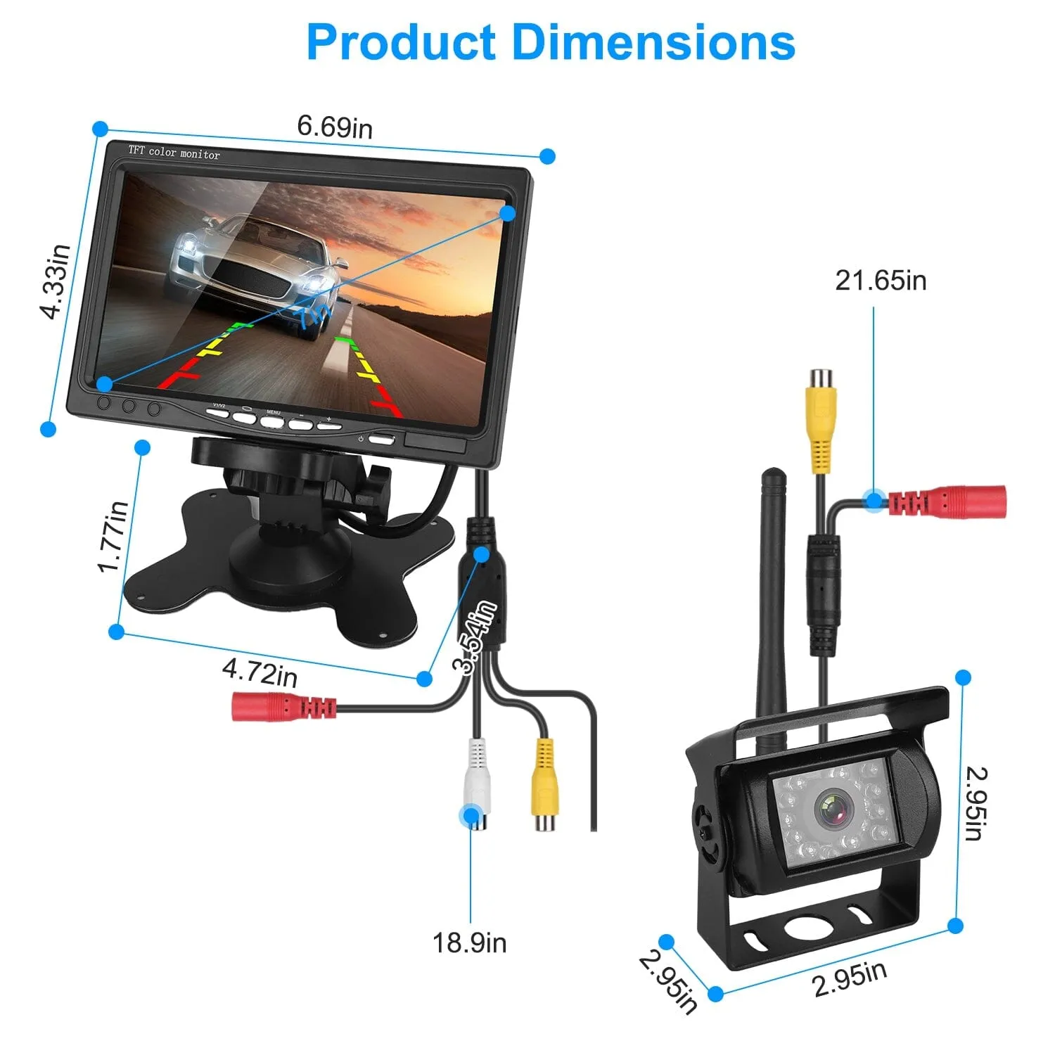 Wireless Backup Camera System Vehicle Rear View Monitor Kit