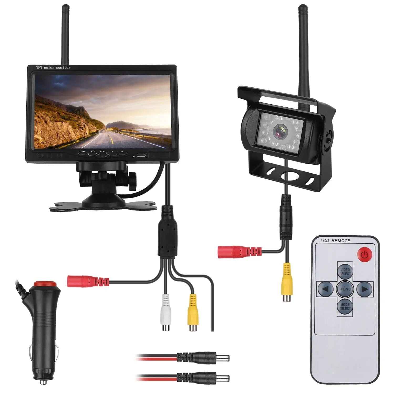 Wireless Backup Camera System Vehicle Rear View Monitor Kit