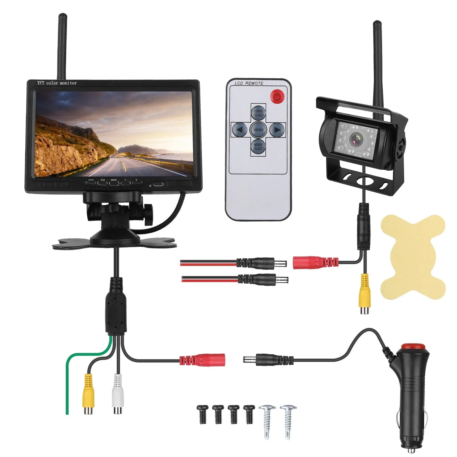 Wireless Backup Camera System Vehicle Rear View Monitor Kit