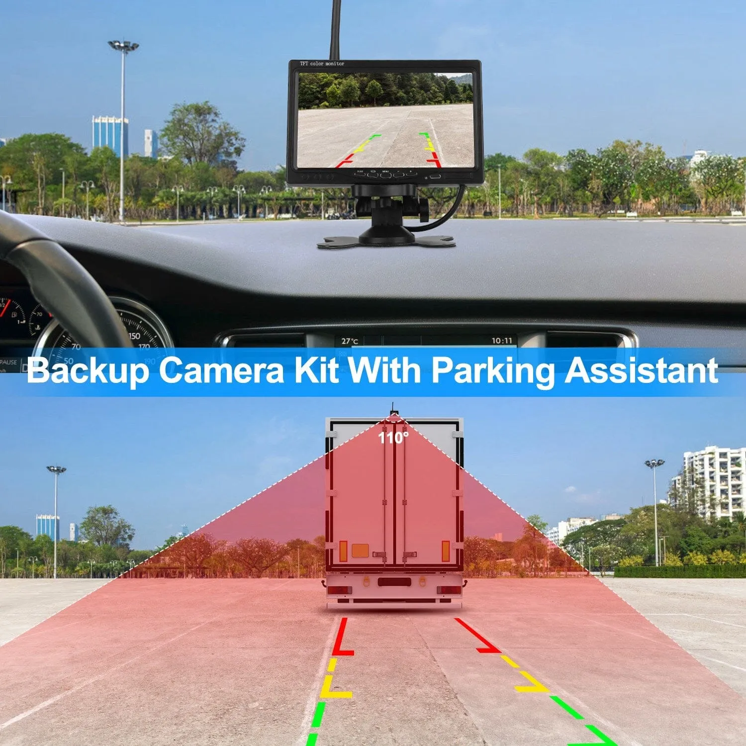Wireless Backup Camera System Vehicle Rear View Monitor Kit