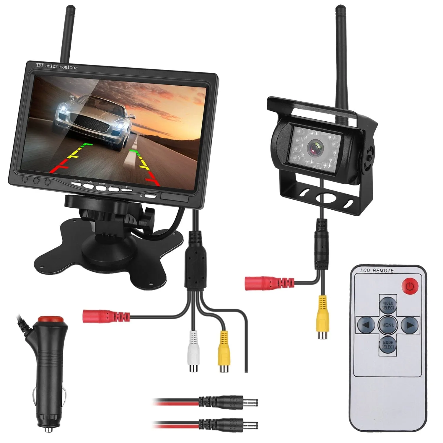 Wireless Backup Camera System Vehicle Rear View Monitor Kit
