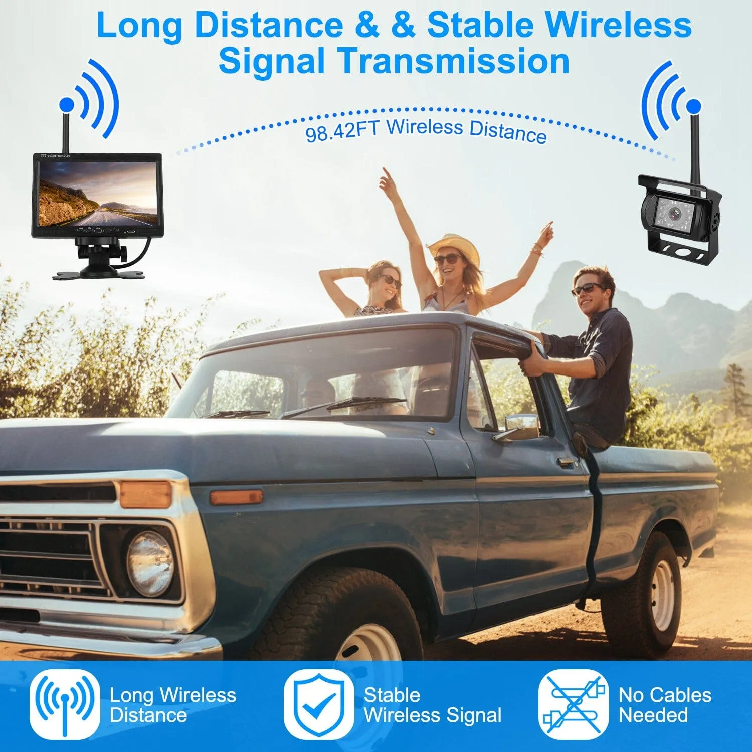 Wireless Backup Camera System Vehicle Rear View Monitor Kit
