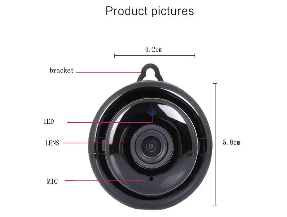 Wireless Mini WiFi Camera 960P (HD, Night, CCTV, Motion, Alarm)