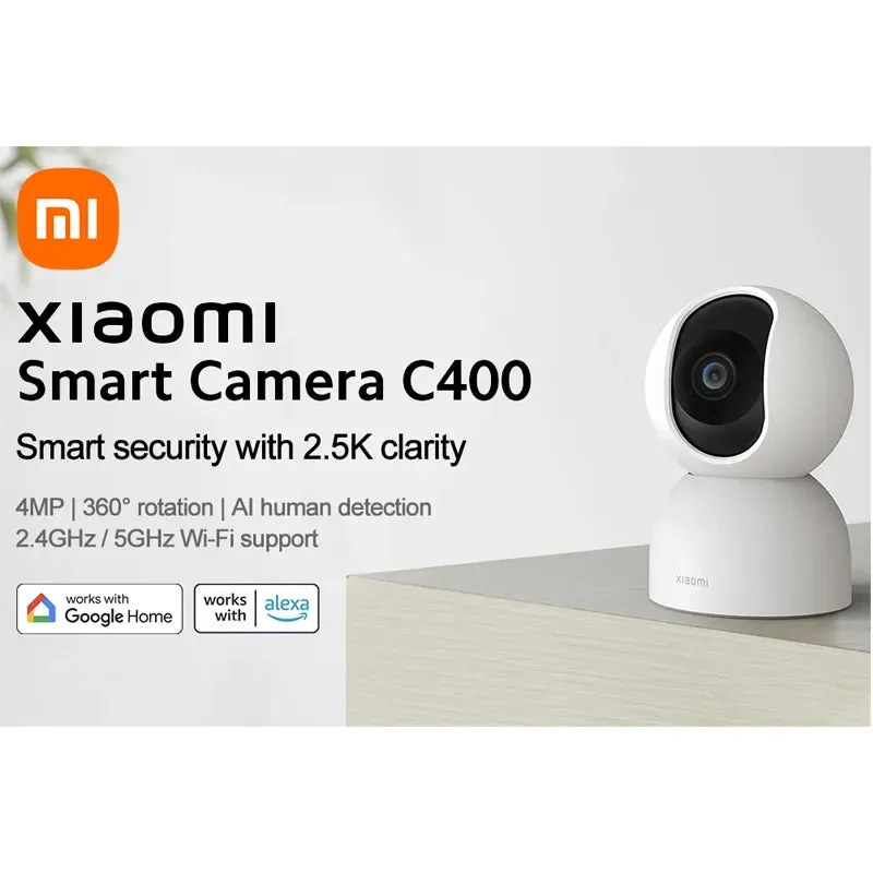 Xiaomi Smart Camera C400 Smart security with 2.5K clarity4MP | 360° rotation | AI human detection | 2.4GHz / 5GHz Wi-Fi support